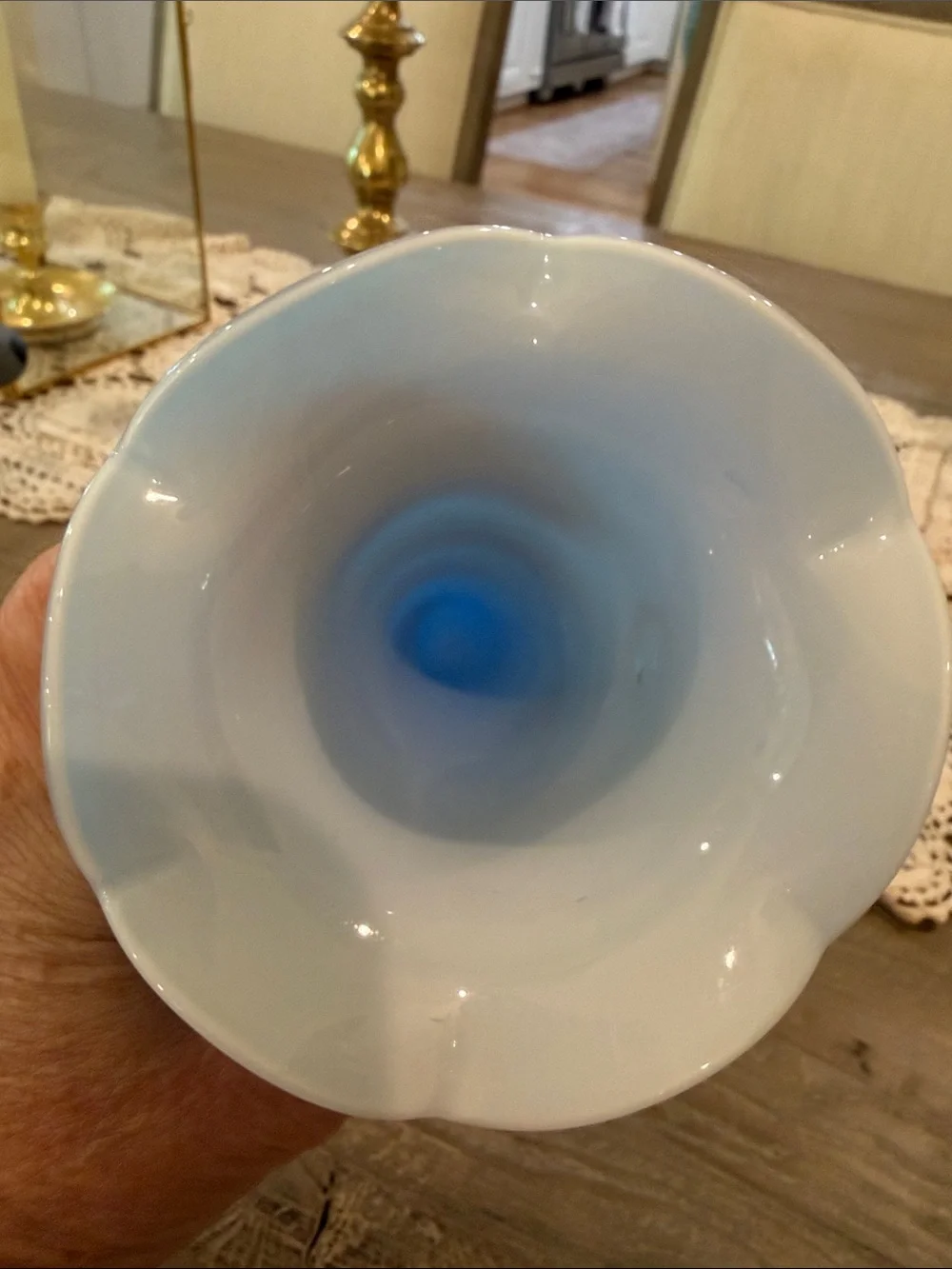 This hand-blown cobalt blue art vase.